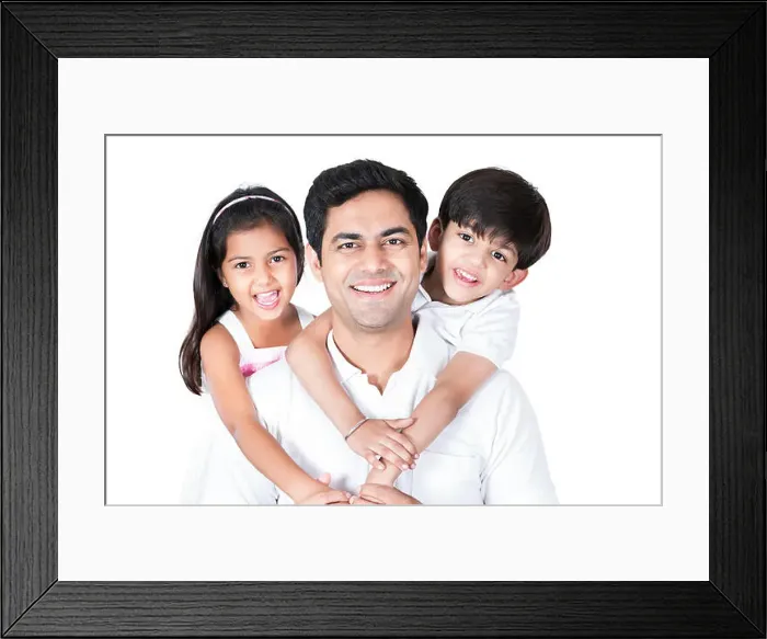 Framed Print : Happy Father And Children Piggyback Riding Fun Cheerful Playful