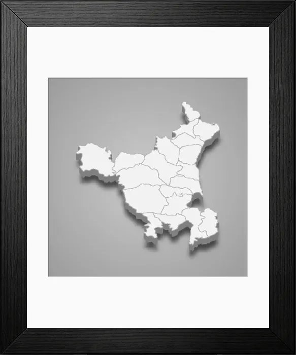 Framed Print : 3d map of Haryana is a state of India Framed Print : 3d map of Haryana is a state of India
