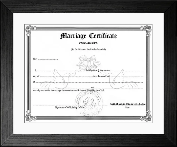 Framed Print : Close-up view of marriage certificate Framed Print : Close-up view of marriage certificate