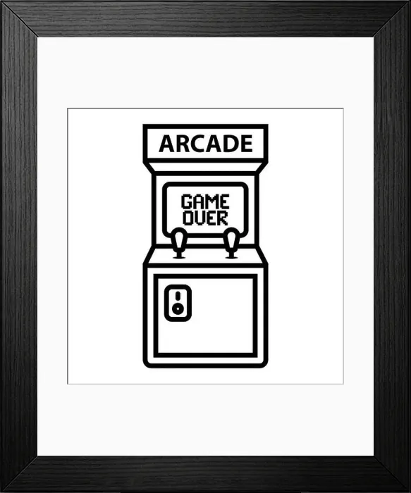 Framed Print : arcade machine icon with game over caption. flat vector illustration Framed Print : arcade machine icon with game over caption. flat vector illustration