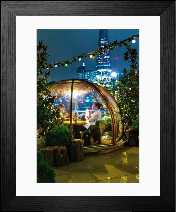 Framed Print : Dining igloos at Coppa Club on the Thames riverbank, London, UK Framed Print : Dining igloos at Coppa Club on the Thames riverbank, London, UK