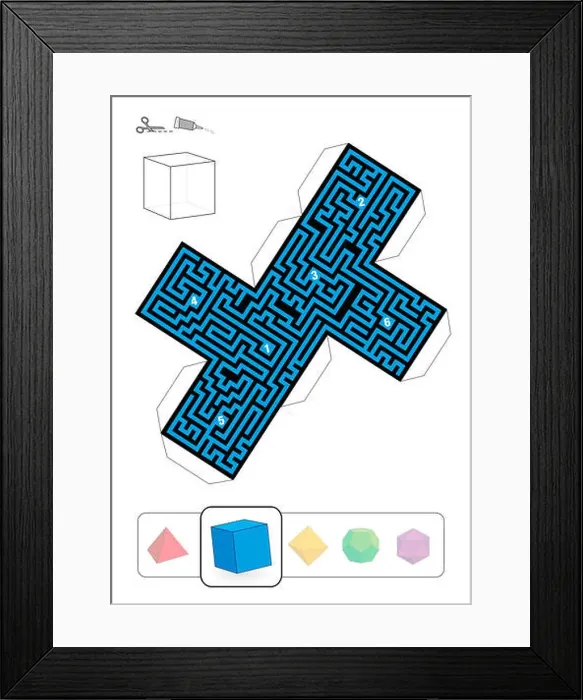 Framed Print : HEXAHEDRON MAZE - template of one of five platonic solid labyrinths - Print on heavy paper Framed Print : HEXAHEDRON MAZE - template of one of five platonic solid labyrinths - Print on heavy paper