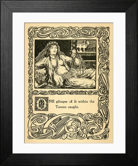 Framed Print : Antique 1904 illustration from The Rubaiyat of Omar Khayyam. One glimpse of It within the Tavern caught Framed Print : Antique 1904 illustration from The Rubaiyat of Omar Khayyam. One glimpse of It within the Tavern caught