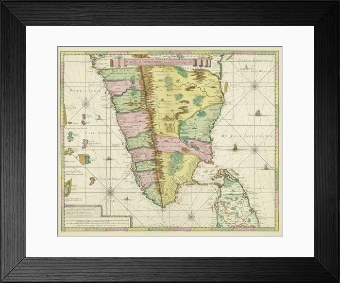 Framed Print : Map of South India Nova tabula terrarum Cucan Framed Print : Map of South India Nova tabula terrarum Cucan
