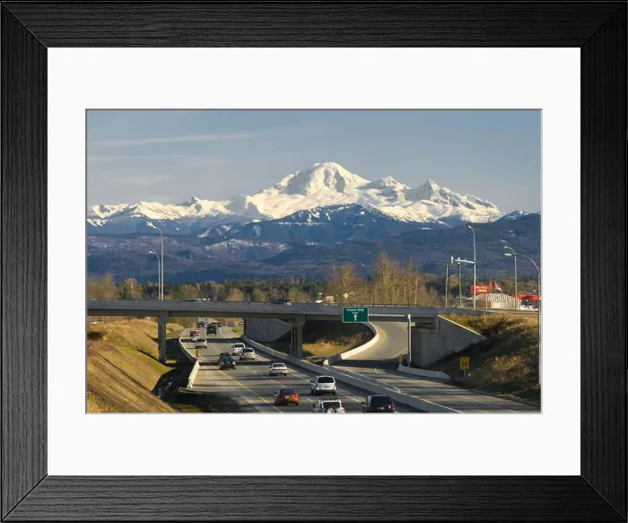Framed Print : The Trans Canada Highway at Abbotsford British Columbia with Mount Baker in the distance Framed Print : The Trans Canada Highway at Abbotsford British Columbia with Mount Baker in the distance