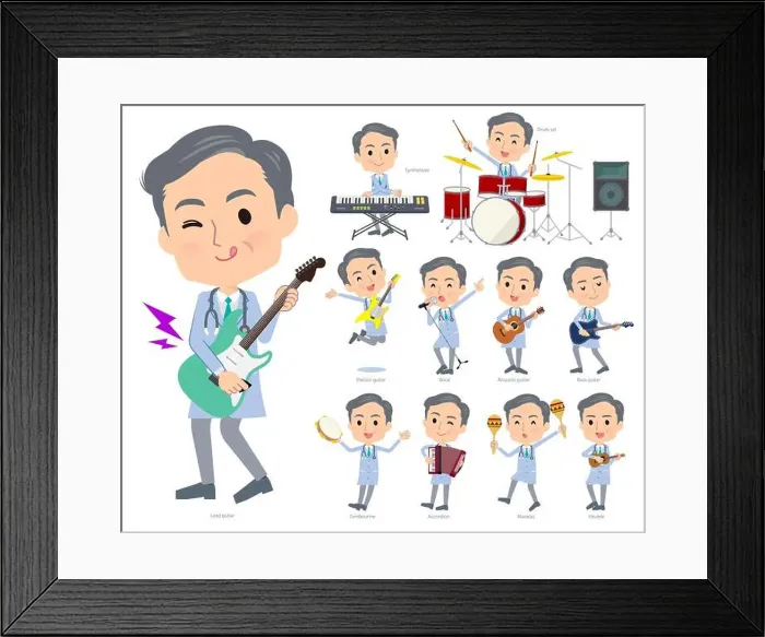 Framed Print : A set of doctor man playing rock n roll and pop music Framed Print : A set of doctor man playing rock n roll and pop music