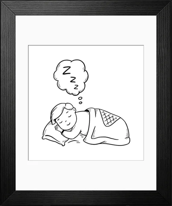 Framed Print : Hand drawn sleep kid boy. Doodle sketch style. Concept of relax time, child sleep time. Isolated vector illustration Framed Print : Hand drawn sleep kid boy. Doodle sketch style. Concept of relax time, child sleep time. Isolated vector illustration