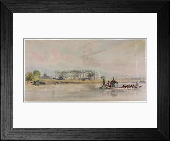 Framed Print : English: The Nizaamat Qila (Criminal Court) of the Nawab of Bengal along the banks of the Hooghly River Framed Print : English: The Nizaamat Qila (Criminal Court) of the Nawab of Bengal along the banks of the Hooghly River