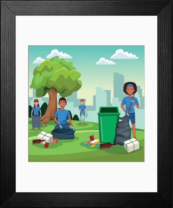 Framed Print : Park cleaning volunteers Framed Print : Park cleaning volunteers