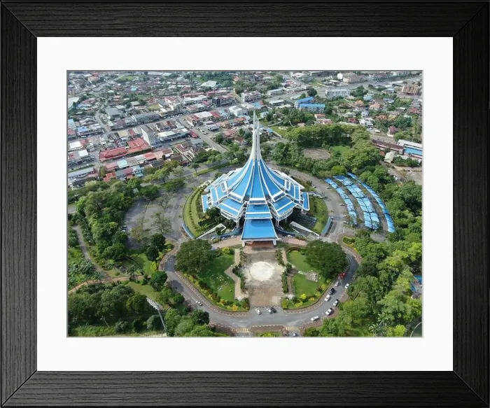 Framed Print : Kuching, Sarawak / Malaysia - October 27 2019: The iconic MBKS building and its surrounding lake, scenery, and gardens Framed Print : Kuching, Sarawak / Malaysia - October 27 2019: The iconic MBKS building and its surrounding lake, scenery, and gardens