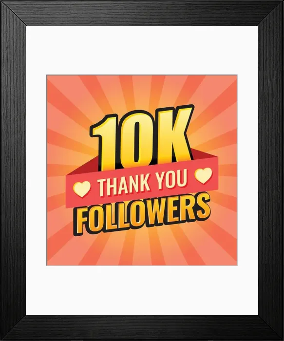 Framed Print : Thank you 10000 followers icon in flat style Framed Print : Thank you 10000 followers icon in flat style