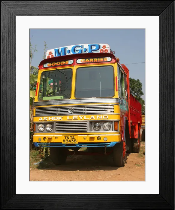 Framed Print : Ashok Leyland truck on the roadside near Kasaragod Kerala India Framed Print : Ashok Leyland truck on the roadside near Kasaragod Kerala India