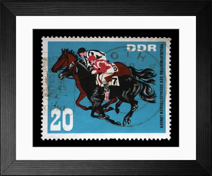 Framed Print : Stamp issued in Germany - Democratic Republic (DDR) shows Horse Race Framed Print : Stamp issued in Germany - Democratic Republic (DDR) shows Horse Race