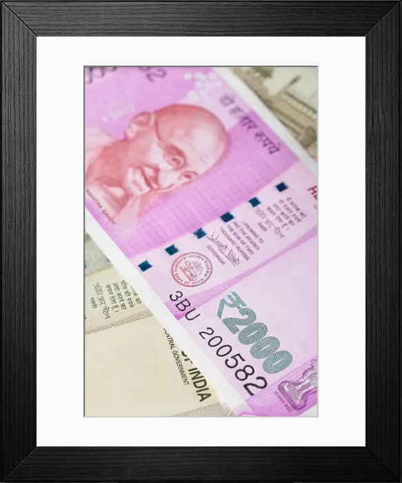 Framed Print : Close up of New Indian Two Thousand Currency Note Framed Print : Close up of New Indian Two Thousand Currency Note