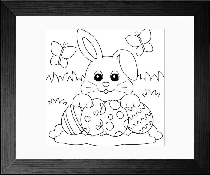 Framed Print : Rabbit Collecting Easter Egg Coloring Page Framed Print : Rabbit Collecting Easter Egg Coloring Page
