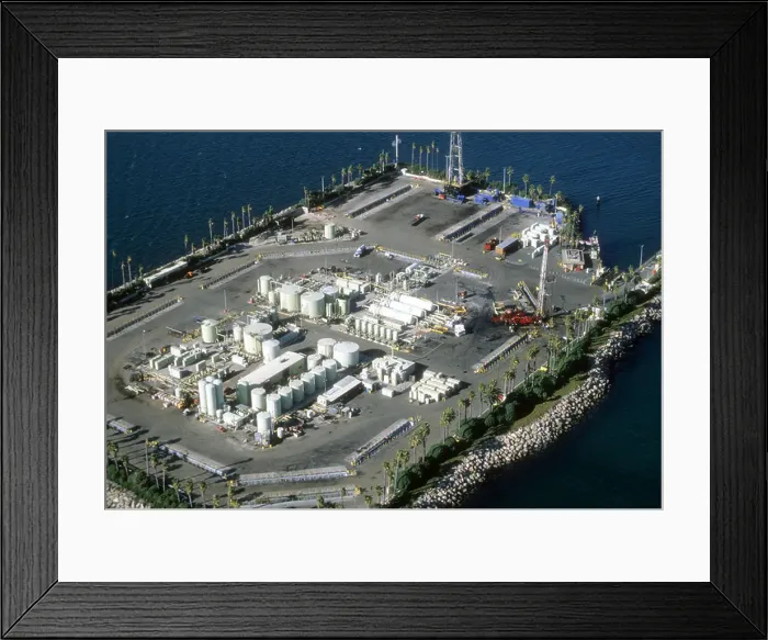 Framed Print : oil well island Long Beach California man-made drill Framed Print : oil well island Long Beach California man-made drill