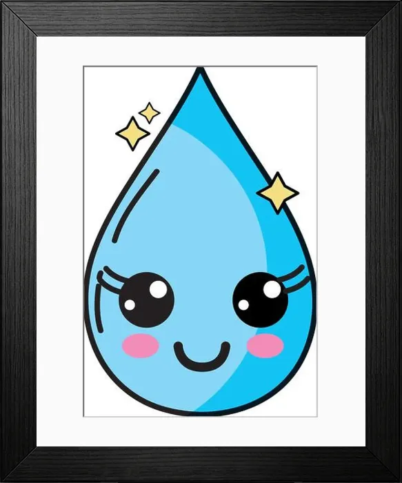 Framed Print : kawaii cute happy water drop Framed Print : kawaii cute happy water drop