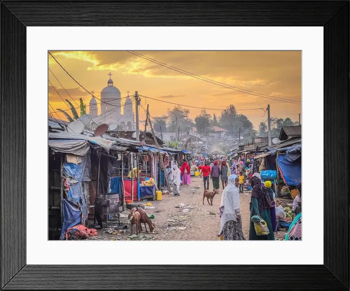 Framed Print : Jimma, Ethiopia, January 17, 2023: landscape of the city of Jimma with the crowd and the markets Framed Print : Jimma, Ethiopia, January 17, 2023: landscape of the city of Jimma with the crowd and the markets