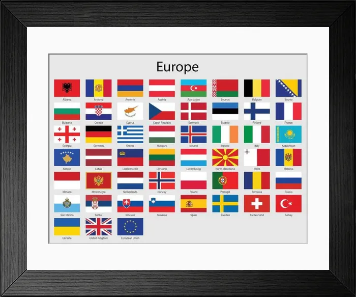 Framed Print : Set of flags European countries, All Europe flag collection