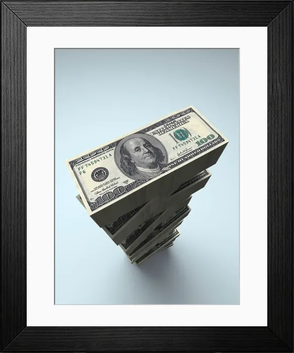 Framed Print : Large stack of US $100 dollar bills Framed Print : Large stack of US $100 dollar bills