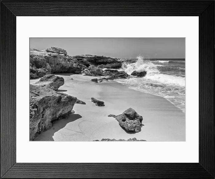 Framed Print : Isla Mujeres Shoreline B&W Framed Print : Isla Mujeres Shoreline B&W