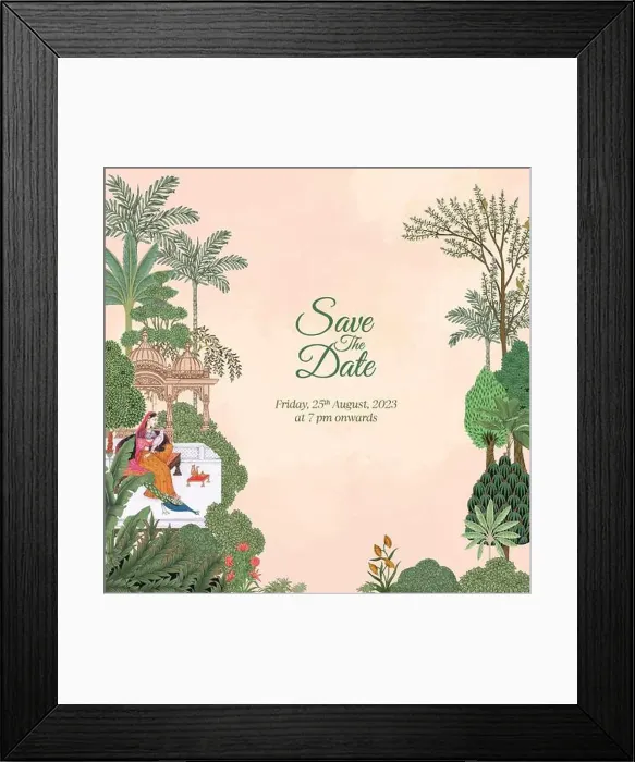 Framed Print : Mughal Wedding Invitation Card square shape. Invitation card for various wedding functions vector illustration Framed Print : Mughal Wedding Invitation Card square shape. Invitation card for various wedding functions vector illustration