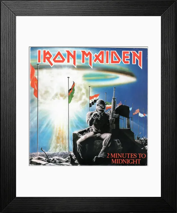 Framed Print : Iron Maiden - 2 minutes to midnight - Vintage Cover Album Framed Print : Iron Maiden - 2 minutes to midnight - Vintage Cover Album