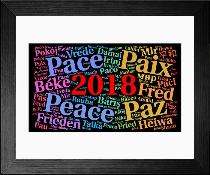 Framed Print : Peace 2018 word cloud in different languages Framed Print : Peace 2018 word cloud in different languages
