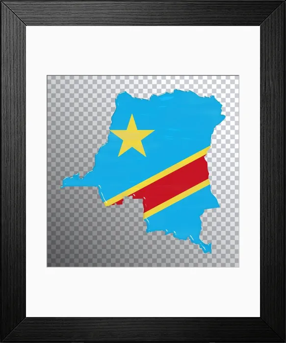 Framed Print : Democratic Republic Congo flag and map, transparent background, Clipping path Framed Print : Democratic Republic Congo flag and map, transparent background, Clipping path