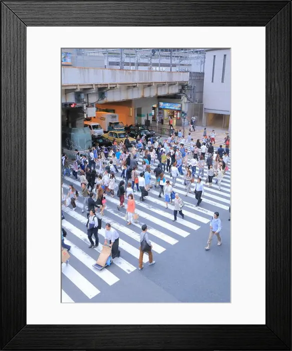 Framed Print : People cross a road in Osaka downtown Japan Framed Print : People cross a road in Osaka downtown Japan