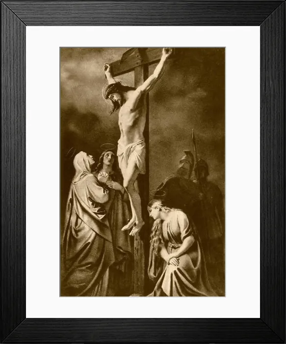 Framed Print : Vintage 1600s sketch of jesus christ crucifixion, india, asia Framed Print : Vintage 1600s sketch of jesus christ crucifixion, india, asia