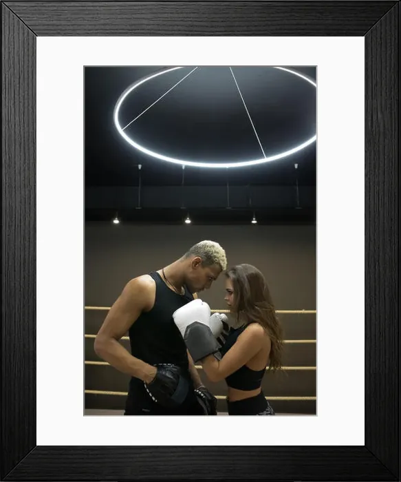 Framed Print : Beautiful sports couple in a boxing ring Framed Print : Beautiful sports couple in a boxing ring