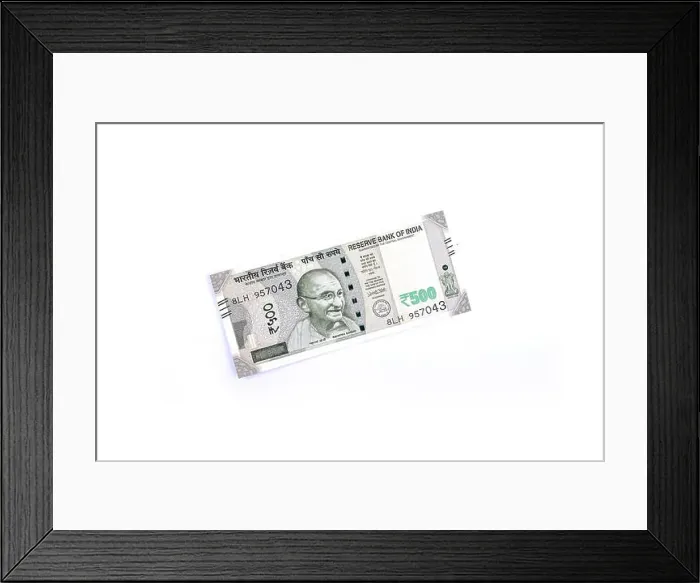 Framed Print : Indian 500 Rupees isolated on white background Framed Print : Indian 500 Rupees isolated on white background