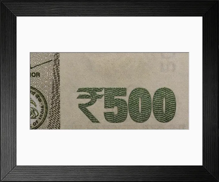 Framed Print : Indian currency 500 rupee close up Framed Print : Indian currency 500 rupee close up