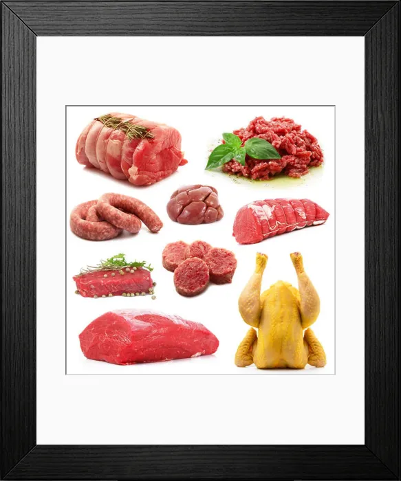 Framed Print : meat collage on white background Framed Print : meat collage on white background