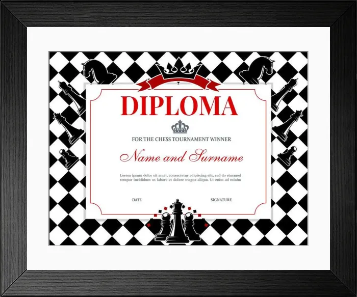 Framed Print : Chess tournament winner diploma template