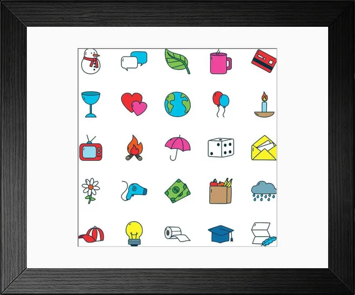 Framed Print : flowers and everyday things icon set over white background, line and fill style icon set, vector illustration Framed Print : flowers and everyday things icon set over white background, line and fill style icon set, vector illustration
