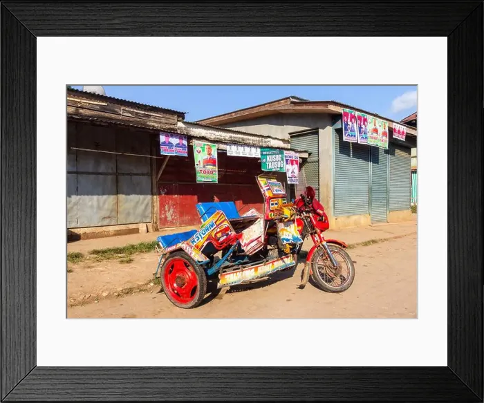 Framed Print : Roofless tricycle in Sulu, Philippines Framed Print : Roofless tricycle in Sulu, Philippines