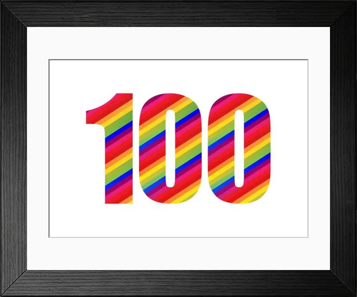 Framed Print : 100 Number Rainbow Style Numeral Digit Framed Print : 100 Number Rainbow Style Numeral Digit