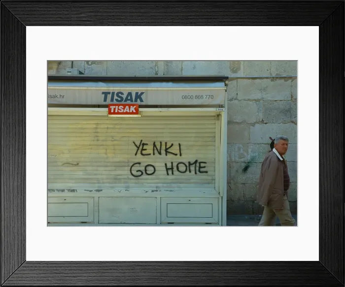 Framed Print : Anti American graffiti in Split Croatia Europe Framed Print : Anti American graffiti in Split Croatia Europe