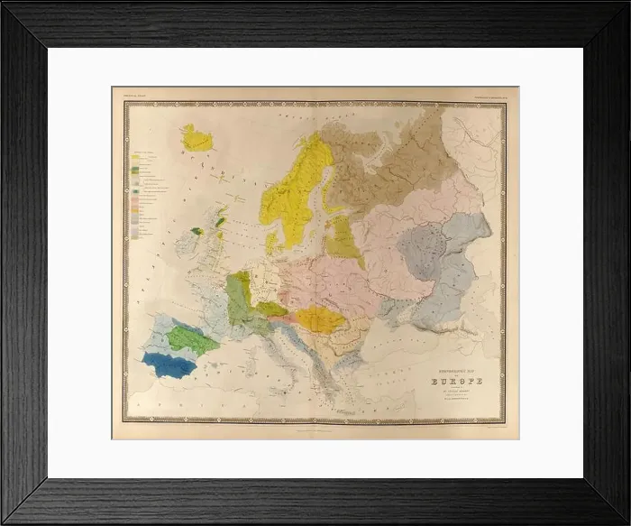 Framed Print : Ethnographic Map of Europe Framed Print : Ethnographic Map of Europe