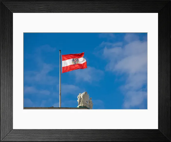 Framed Print : Austrian flag on the roof of the parliament building, Vienna, Austria, Europe Framed Print : Austrian flag on the roof of the parliament building, Vienna, Austria, Europe