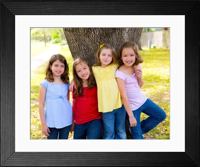 Framed Print : Children group friend girls playing on tree Framed Print : Children group friend girls playing on tree
