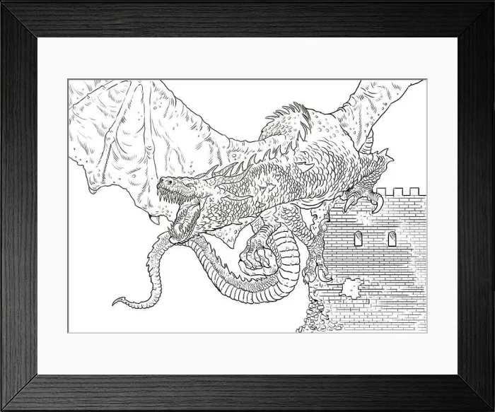 Framed Print : Dragon coloring page. Outline illustration. Dragon drawing coloring sheet Framed Print : Dragon coloring page. Outline illustration. Dragon drawing coloring sheet