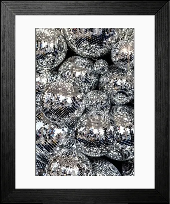 Framed Print : Silver disco balls background Framed Print : Silver disco balls background
