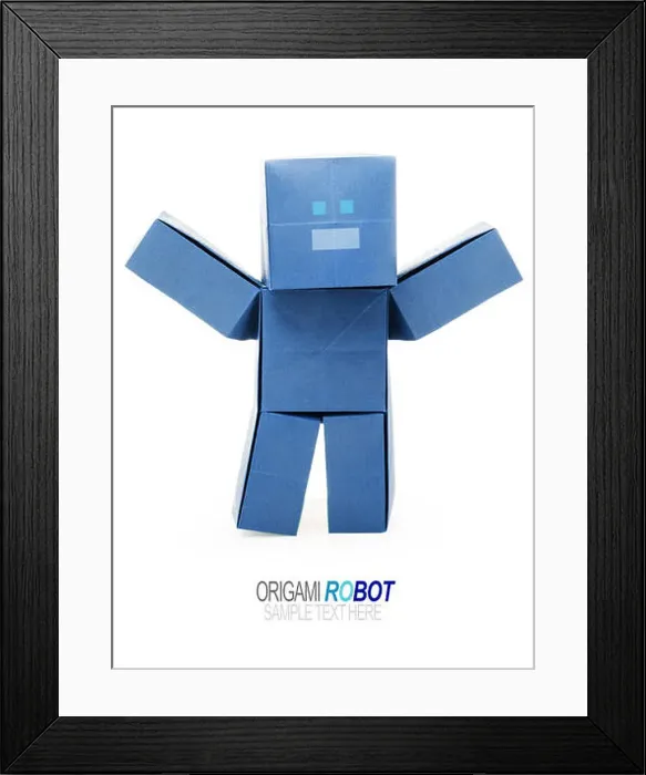 Framed Print : Paper origami robot Framed Print : Paper origami robot