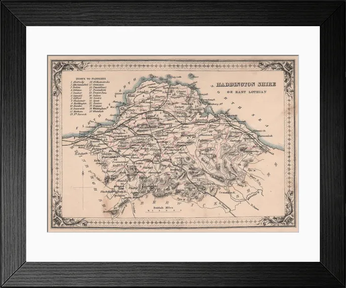 Framed Print : Antique county map of Haddingtonshire or East Lothian. FULLARTON 1868 old Framed Print : Antique county map of Haddingtonshire or East Lothian. FULLARTON 1868 old