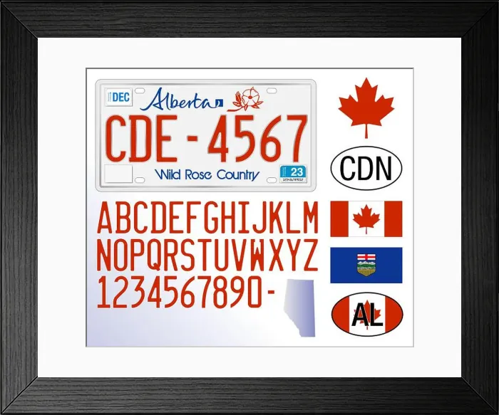 Framed Print : Alberta car license plate pattern, Canada, letters, numbers and symbols, vector illustration, north america Framed Print : Alberta car license plate pattern, Canada, letters, numbers and symbols, vector illustration, north america