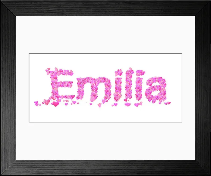 Framed Print : Name set with hearts decorative lettering type design Framed Print : Name set with hearts decorative lettering type design