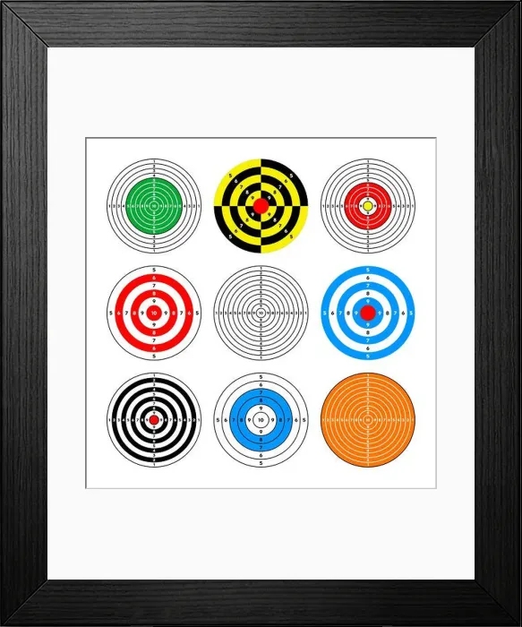 Framed Print : Shooting range paper targets. Round target with divisions Framed Print : Shooting range paper targets. Round target with divisions